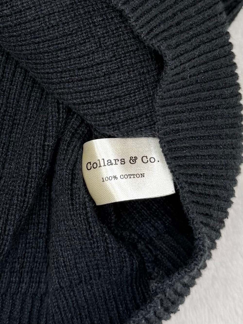 Collars & Co. Men's 100% Cotton Ribbed 1/4 Zip Pullover Sweater Black 2XL - Picture 4 of 8